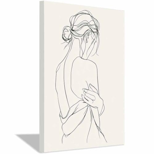 Affiche esquisse minimale ligne féminine XENIOU tableau noir et blanc encadré 20x30cm