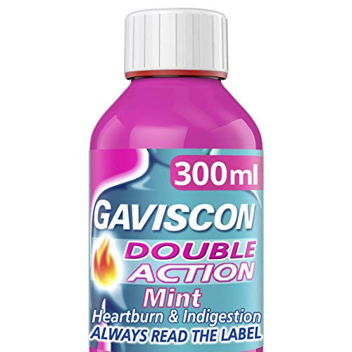 Gaviscon Double Action Liquid Mint 300 ml - Heartburn Relief, Acid Reflux Solution, Stomach Pain And Nausea Remedy, Quick Effective Antacid, Lasts Up To 4 Hours, Supports Digestion
