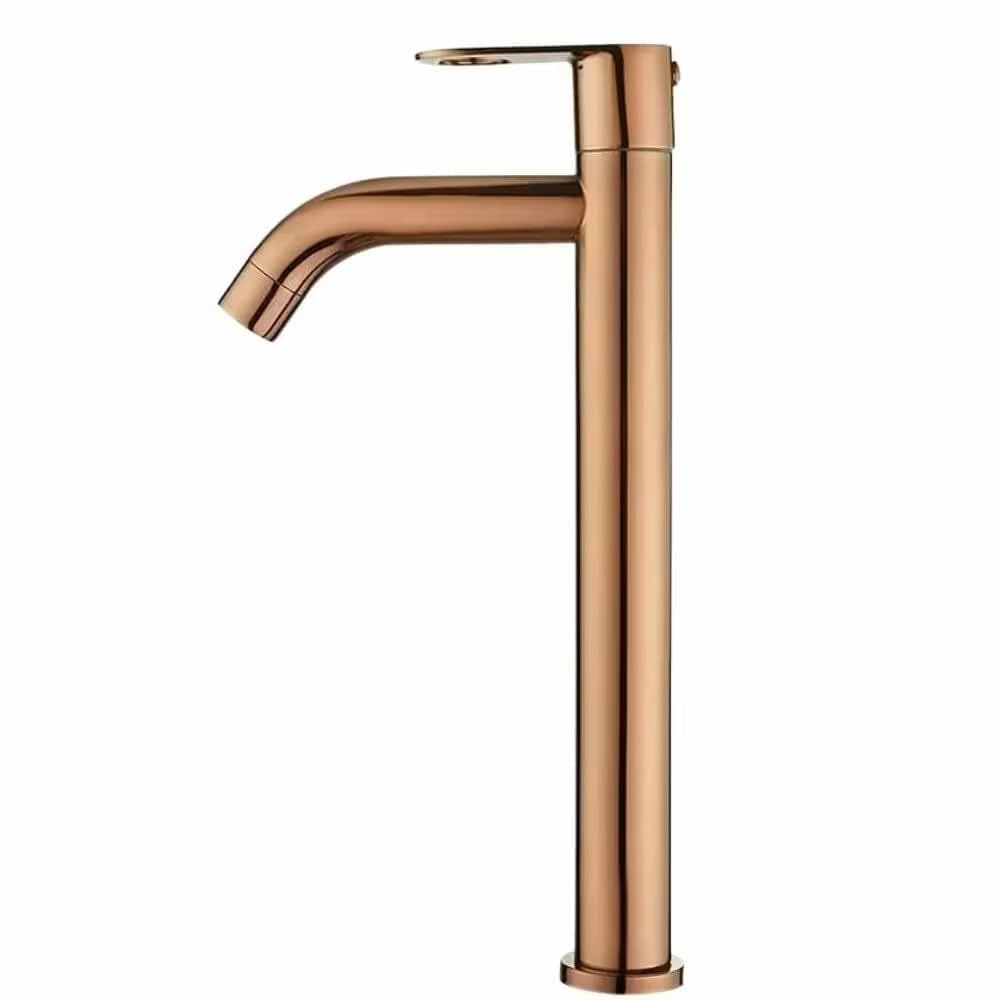 BROMET Rose Gold PVD Coated Prime SS-304 Tall Pillar Cock Tap with Long Spout & 12 Inches Tall Body Tall Boy Extended Pillar Tap Faucet for Wash Basin/Counter Top Wash Basin (B0D7T29CL4) Amazon Price History, Amazon Price Tracker
