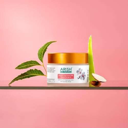 Image of ARISH BIO-NATURAL Almond Cold Cream with Vitamin C & SPF 30-50ml | Deep Hydration, Brightening, Sun Protection | Non-Greasy Moisturizer for Dry Skin for Women & Men | Winter Care & Daily Use