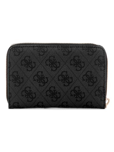 GUESS Women's Laurel II SLG Med Zip Around, Coal Logo, One Size2