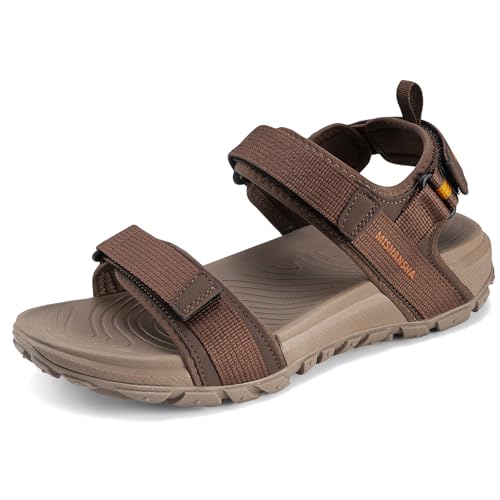 Mishansha Sandalias Hombre Verano Zapatos Trekking Deportivas con Punta Abierta Playa al Aire Libre Marrón 41 EU