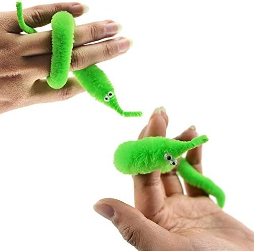 Miniatura 3 de 100 piezas de gusanos mágicos juguetes de 10 colores, gusanos ondulantes en cuerda Twisty Fuzzy Worm Toys para carnaval, recuerdos de fiesta infantil