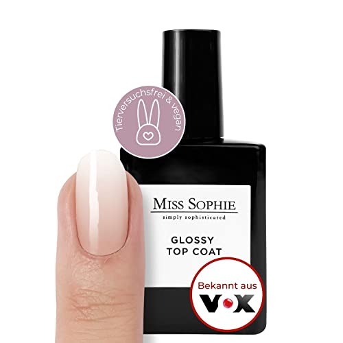 MISS SOPHIE'S Top Coat -"Glossy", glänzender Überlack für Nagelfolien (Nail Wraps) und Nagellack, ultra schnell trocknend mit bis zu 14 Tagen Halt