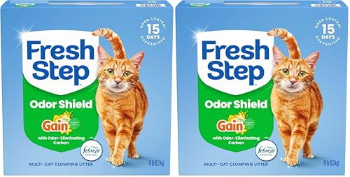 Fresh Step Clumping Litter with Febreze Freshness Gain Original Scent, Low-Dust Formula with Ammonia Block Technology, 14 lb. Box (Pack of 2)