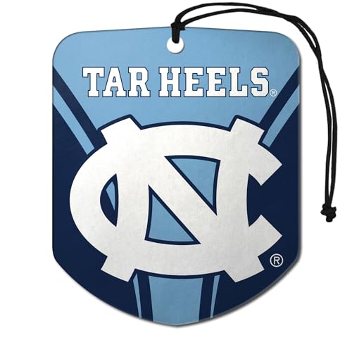 FANMATS 61624 NCAA North Carolina Tar Heels Hanging Car Air Freshener, 2 Pack, Black Ice Scent, Odor Eliminator, Shield Design with Team Logo