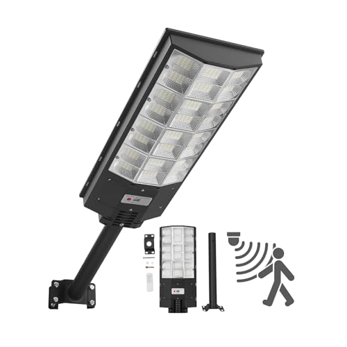 VEVOR Farola Solar para Exteriores de 8000 W y 450 000 LM, de Anochecer a Amanecer, Reflector LED de Seguridad con Sensor de Movimiento, Impermeable IP65, para Entrada de Vehículos, 1 Unidad