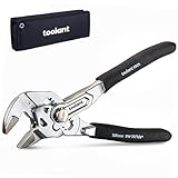 toolant 5-Inch Chrome Plated Pliers Wrench, CR-V Adjustable Wrench with Anti-Rust Coating, Smooth Parallel Jaws, Rubber Anti-Slip Grip and Storage Pouch for Home Repair, Plumbing, Nuts, Water Pipes