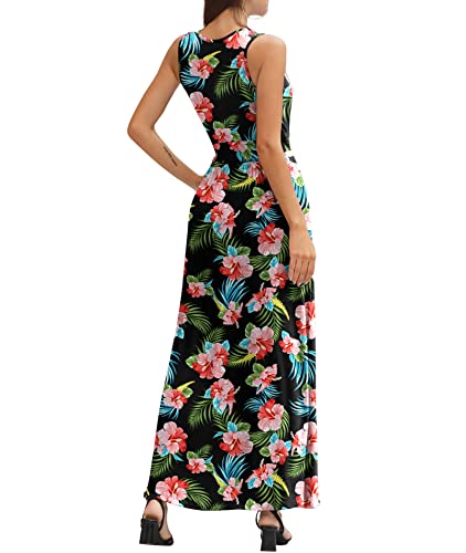 Image of LILBETTER Women Sleeveless Deep V Neck Loose Plain Long Maxi Casual Dress