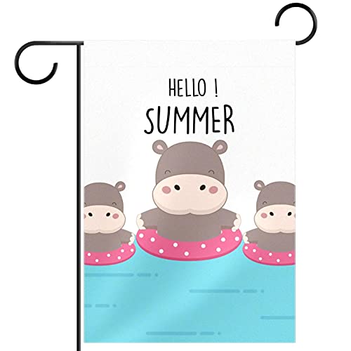 Drapeau de jardin Hippo double face en polyester pongé pour décoration extérieure 30x45 cm