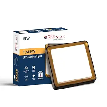 INVENTAA Tansy 15W LED Surface Lights for Ceiling | Square LED Panel Lights for Bedroom, Kitchen, Living Room and Bathroom (Cool White, 1)
