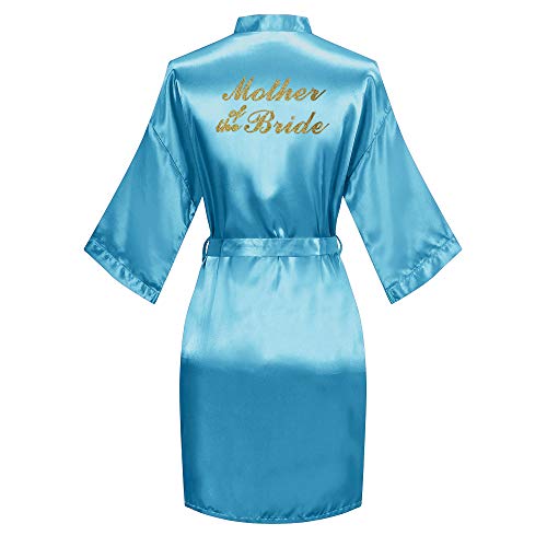 Image of Giova Women Bridal Robe For Bride And Bridesmaid Getting Ready Wedding Party Bathrobe Blue Mother L