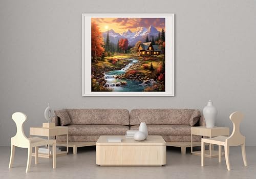 Image of 14CT Counted Cross Stitch Kits for Adults Mountain Flowers Advanced Stamped Cross Stitch Kits for Adults (Mountain 6)