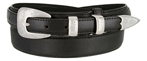 Silver Buckle Set Oil-Tanned Genuine Leather Western Ranger Belt for Men