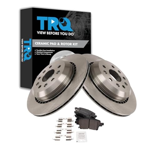 Image of TRQ Rear Brake Pad and Rotor Set Ceramic Compatible with 2020-2023 Jeep Gladiator 2021-2022 Wrangler