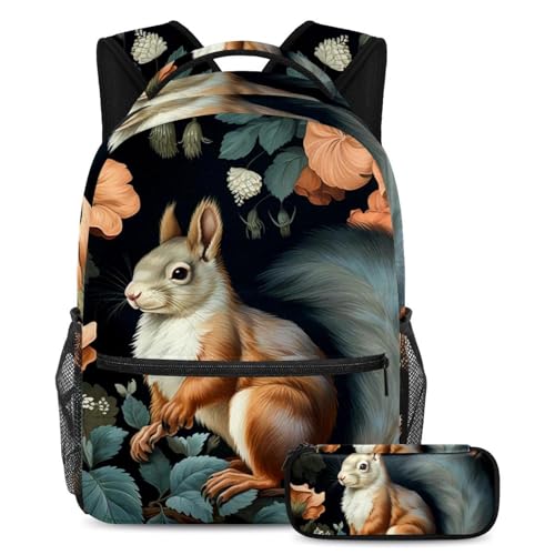 Sac à dos enfant motif écureuil et sa trousse pour une rentrée pleine de joie