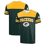 FOCO NFL Men's Officially Licensed Primary Logo Team Color Wordmark Game Day V-Neck Football Jersey - Green Bay Packers - Green - (Large)