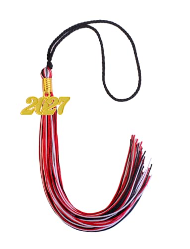 Image of Red White and Black Graduation Tassel 2027 for Grad Cap