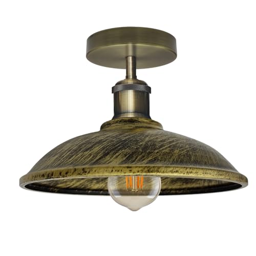 LEDSone Industrial-Semi Flush Mount Vintage Ceiling Light Industrial Metal 24cm Lampshade Ceiling Light Mini Pendant Lighting for Farmhouse Porch Kitchen Bathroom