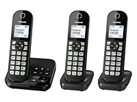 Panasonic KX-TGC463GB Digitales Schnurloses Telefon mit Anrufbeantworter, Basisstation & 3 Mobilteile, LCD-Display, große Tasten, Schwarz