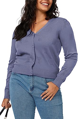 Image of Arach&Cloz Women's Soft Cropped Cardigan Casual Lightweight Shrug Sweater Tops