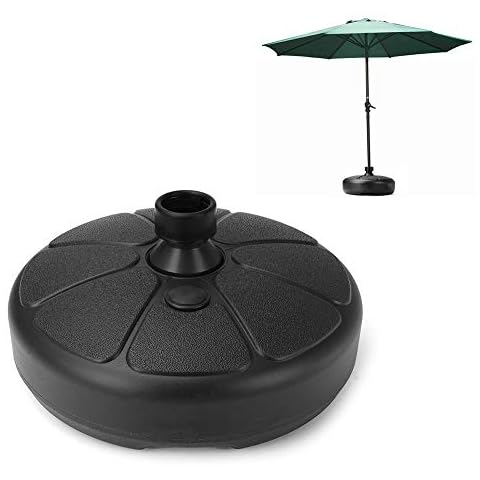 Braceus Patio Umbrella Base, Water Filled Round Patio Yard Umbrella Stand Parasol Base Holder with 1.3" -1.5" Pole Diameters for Outdoor, Lawn, Garden, Beach Black Cover