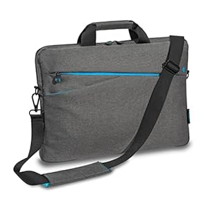 Pedea - Laptoptasche *Fashion* Notebook-Tasche bis 17,3 Zoll - Laptop Umhängetasche mit Schultergurt - Laptophülle grau - Notebooktasche für Damen & Herren