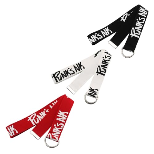 [COMPUKAS] 帆布ウェブリングベルト 3本セット ダブルリングデザイン ジーンズ用ウエストベルト レディース調整可能 ファッションカジュアル