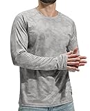 MIER Men's UPF 50+ Sun Protection Long Sleeve Camo Shirts Quick Dry Hiking Running Rash Guard Athletic Camouflage Tee, Grey, L