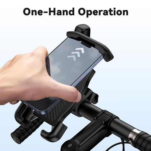 Image of FiveBox 1Pack Bike Bicycle Cell Phone Holder, Biking Cycle Handlebar Smartphone Mount for Ebike, Road Bike, Mountain Bike, Electric Scooter, Motorcycle, Comapatible iPhone, Samsung