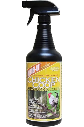 Microbe-Lift Chicken Coop Cleaner & Deodorizer – 32 oz – Natural Cleaner & Deodorizer for Chicken Waste, Bedding & Surfaces – Helps Maintain a Clean Poultry Space