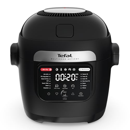 Tefal Rapid Multi Cooker & Air Fryer Auto Stirring Tech 14 Programmes including Steam Grill Roast Risotto Slow Cook Crispy Multi Layer Cooking 6L Capacity Black MY7408G1