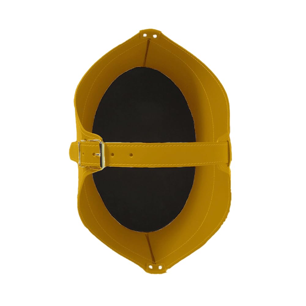 LIMAC Design FABIA Holzkorb aus Leder für den Innenbereich, Kaminholzkorb für Brennholz, Brennholztasche mit gummierten Rädern, Hergestellt in Italien. (Ockergelb)