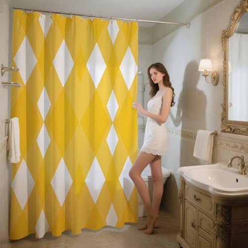 Rideau douche jaune 100x120 imperméable polyester rideau de douche - 8