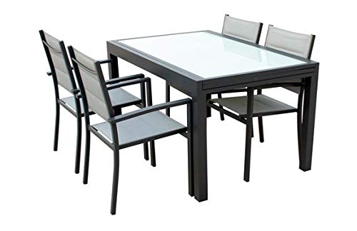 VDC Mesa Aluminio Cristal Extensible practic 135-270 x 90 cm