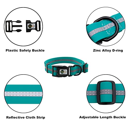 Image of Nimble Reflective Waterproof Dog Collar Adjustable Odor Resistant Easy Clean Pet Collar for Small Medium Large Dogs Night Walking Outdoor Rainy Use (Large (15.35 inch-24.8 inchinches), Emerald Green)