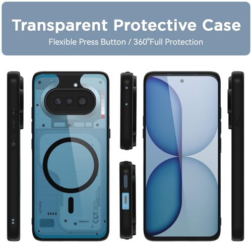 Image of Pikkme Back Cover for Nothing Phone 4a 5G Compatible with Mag-Safe | Shockproof Design | Hard Transparent Back Case (Black Mag-Safe)