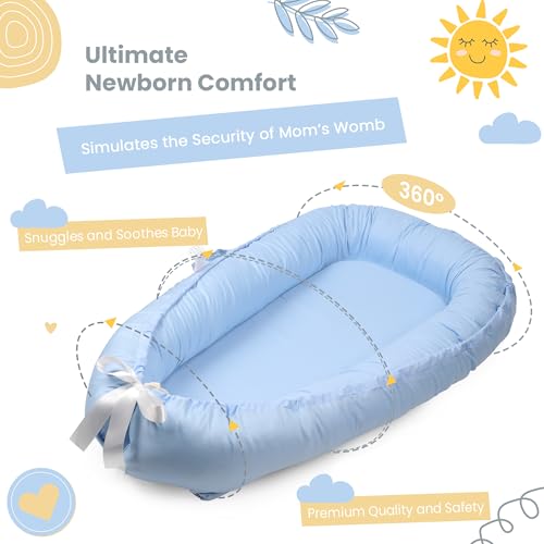 Image of Baby Lounger - Breathable & Soft Baby Lounger for Newborn 0-24 Months, Soft Portable Baby Lounger Pillow, Newborn Babies Essentials, Snuggle Lounger Me