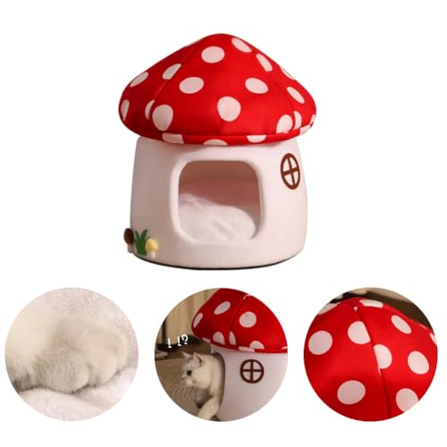 Mushroom Shape Cat House Cow Shape Cats Cave Bed Semi-Enclosed Cave-Style Warm Cat House Pet Nest for Cats Small Dogs - Image 4