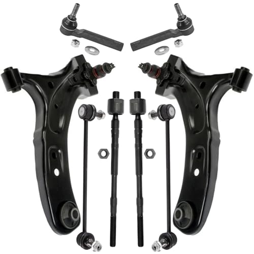 Image of Detroit Axle - 8pc Front End Kit for 2017 2018 2019 Subaru Impreza, 2 Lower Control Arms with Ball Joint 2 Sway Bar Links 4 Inner Outer Tie Rods Replacement