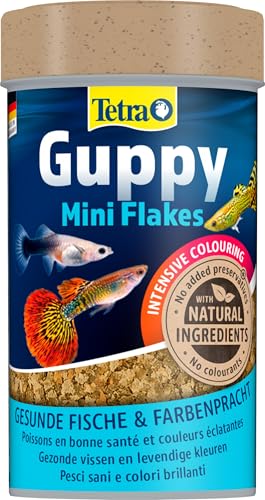 Tetra Guppy Mini Flakes - Fischfutter für alle Guppys, feines Flockenfutter für eine ausgewogene und nährstoffreiche Ernährung, 100 ml Dose