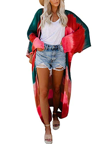 Women's Long Swimwear Kimono Cover Up Beach Swimsuit Bathing Suit Maxi Coverup Kimono Dress L