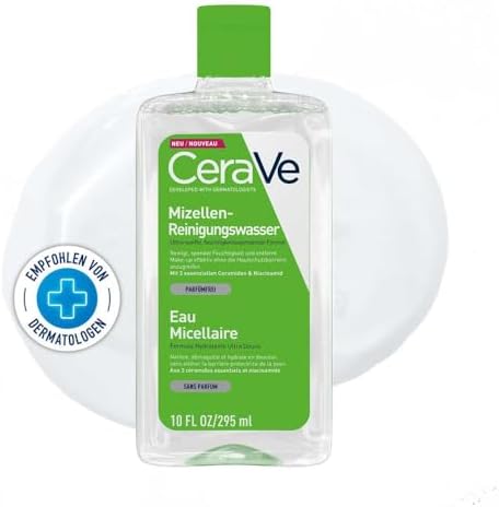CeraVe Acqua Micellare Detergente Idratante, Per Tutti i Tipi di Pelle, Trucco e Impurità Rimossi, Barriera Cutanea Protetta, Con Niacinamide e 3 Ceramidi Essenziali, Senza Profumo e Parabeni, 295 ml