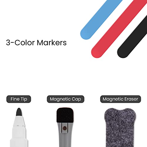 Alezel Weekly Dry Erase Board For Fridge - 8.5"X6.5", Weekly Magnetic Menu Board Set (3 Boards) - Grocery List, Blank & Weekly Calendar, Meal Planner Whiteboard For Refrigerator, 3 Markers + Eraser #TOP4