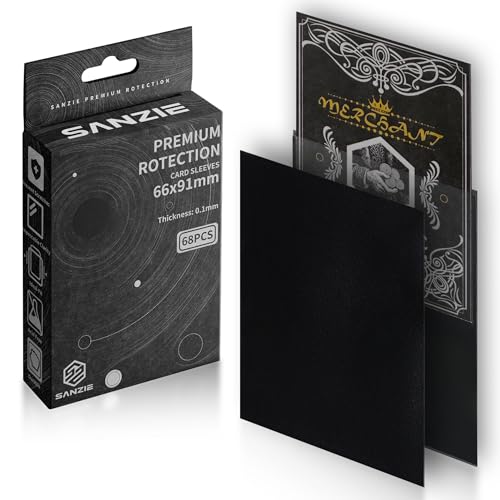 SANZIE Fundas para tarjetas, 68 unidades, para tarjetas coleccionables, fundas para tarjetas MTG, TCG, PTCG y tarjetas coleccionables (negro)