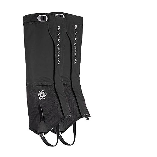 Black Crystal Hiking Ski Snow Gaiters Waterproof Breathable Nylon Women's Black Size Medium