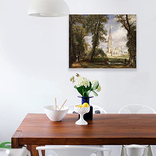 123 Life John Constable Prints - Salisbury Cathedral From The Bishop's Garden Poster - Landscape Wall Art - Forest Tree Wall Decor For Bedroom Livingroom Unframed 12X15Inches/30X38Cm #TOP2