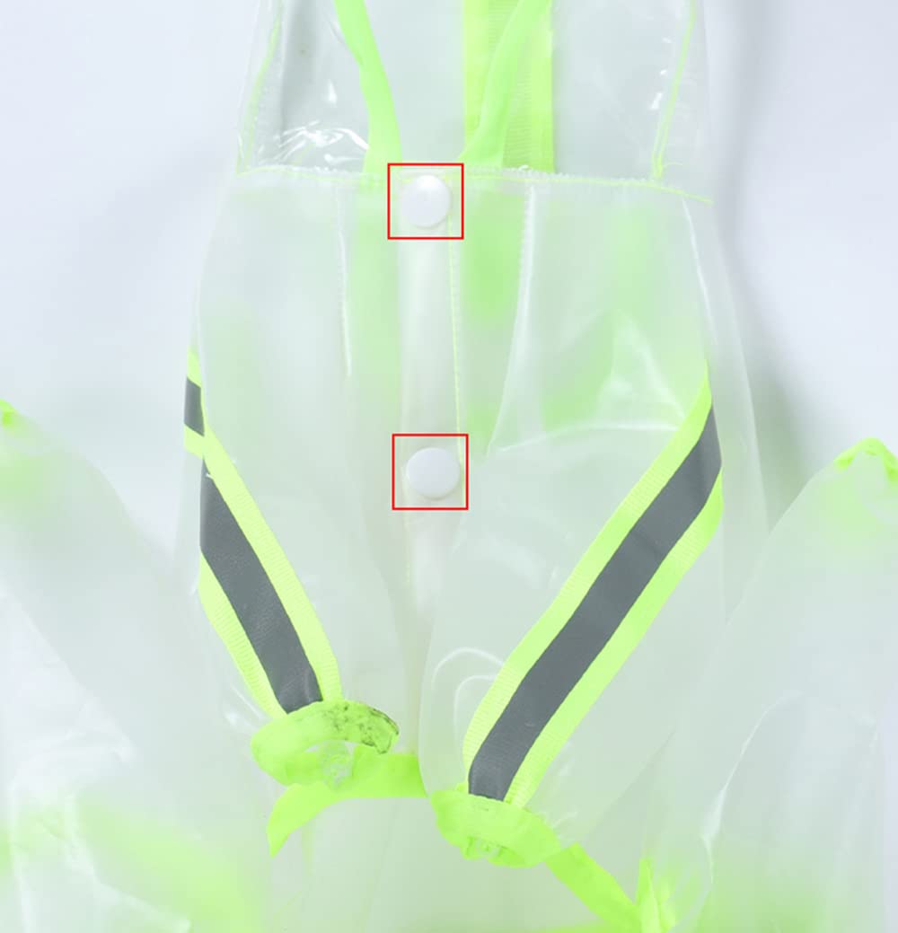 Impermeabile for Cani con Cappuccio a Quattro Zampe, Impermeabile, Riflettente, Trasparente, Fluorescente, for Cani.,Impermeabile per Cani(Green,M)
