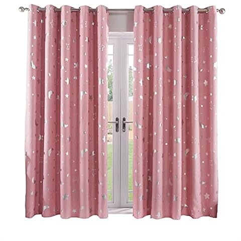Dreamscene Blush Pink Blackout Curtains with Stars Cover