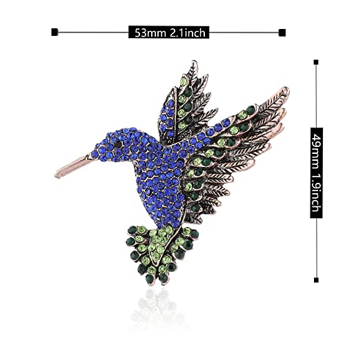 Image of Animal Hummingbird Brooch Pins for Women Fashion Bird Pins Elegant Rhinestone Crystal Animal Brooches Pin